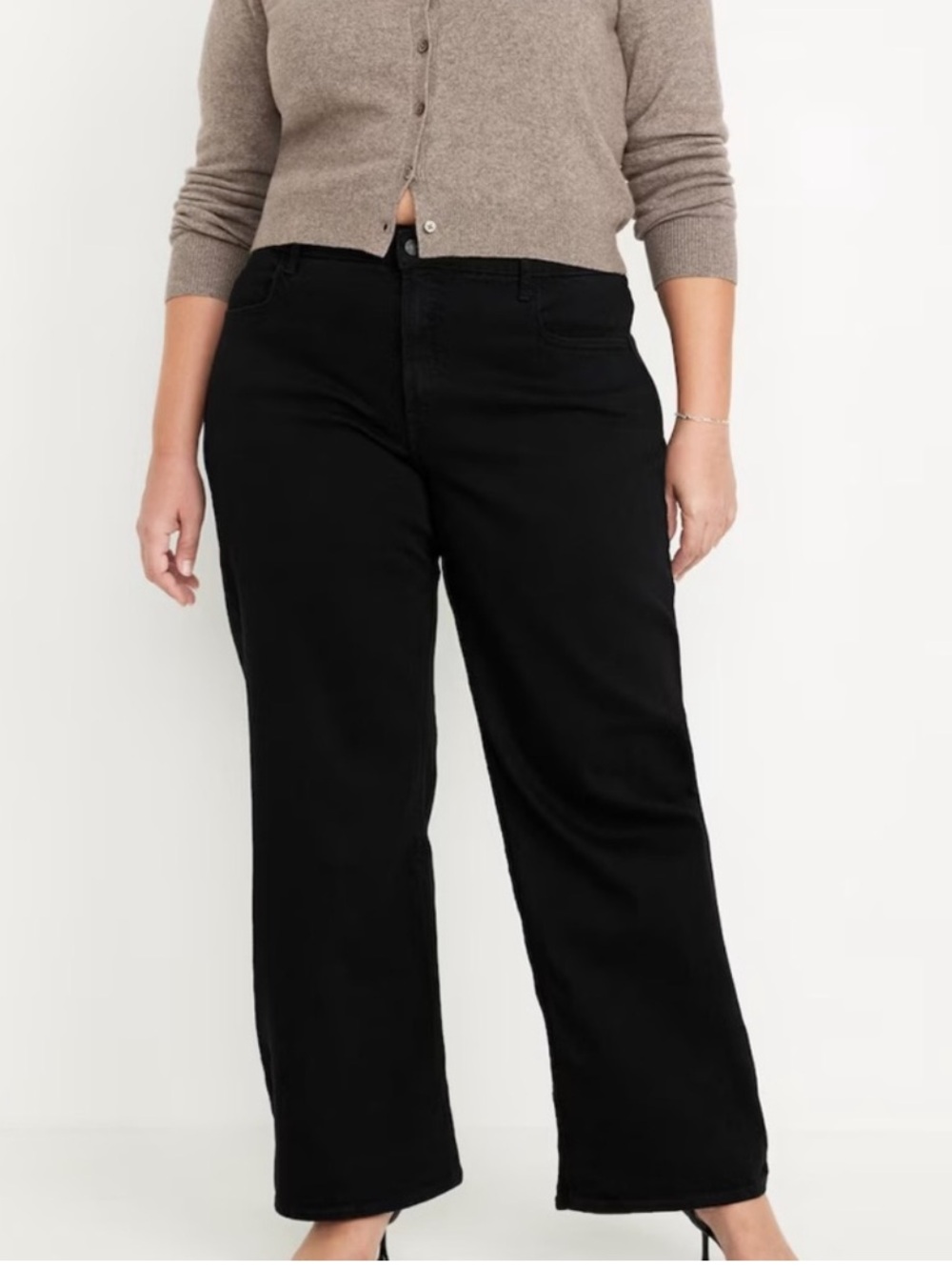 Old Navy High Rise Wow Wide Leg Black Jeans Size 16 NWT